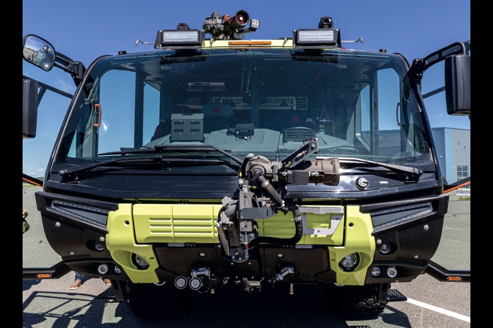 The Prince George Airport Authority has added a new fire truck. It's a Rosenbauer Panther, capable of holding 12,000 gallons of water for its joystick-controlled water turrets.