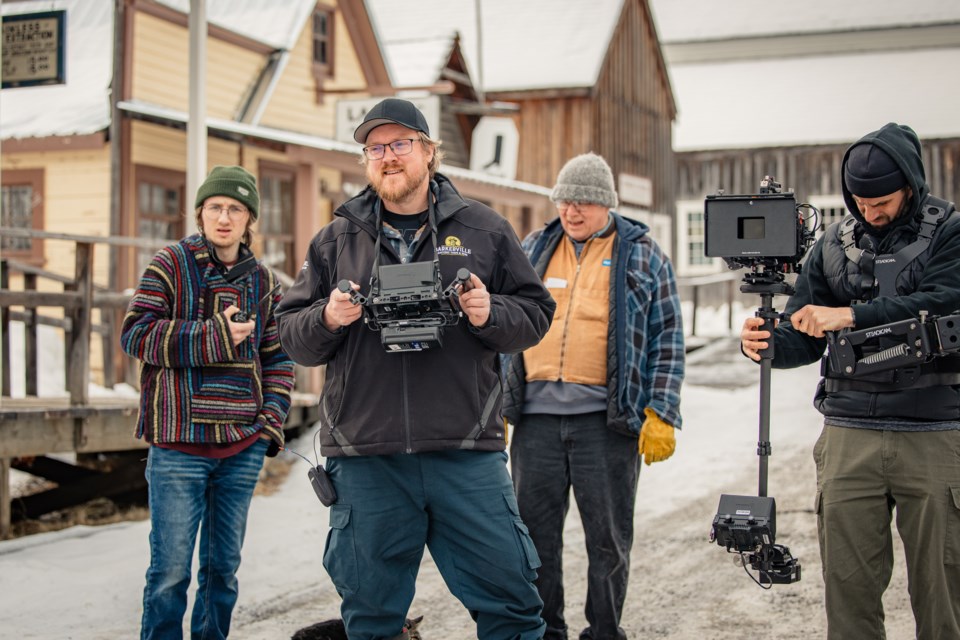 Stewart Cawood and crew work on the filming of Barkerville: The Series. 