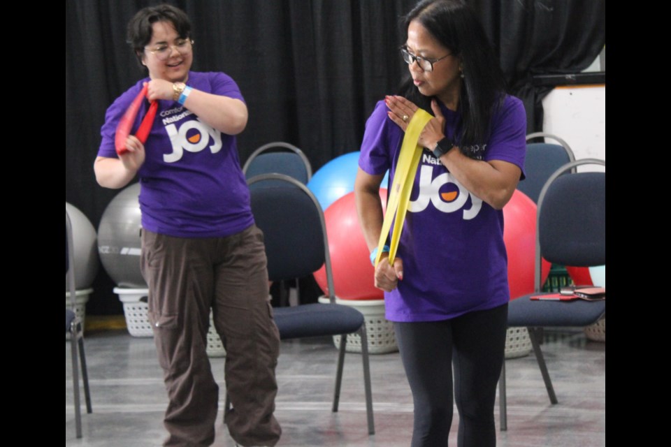 Staff at Comfort Keepers Home Care teach local seniors exercises they can do at home on Thursday, Aug. 14, 2025 in Prince George, BC.