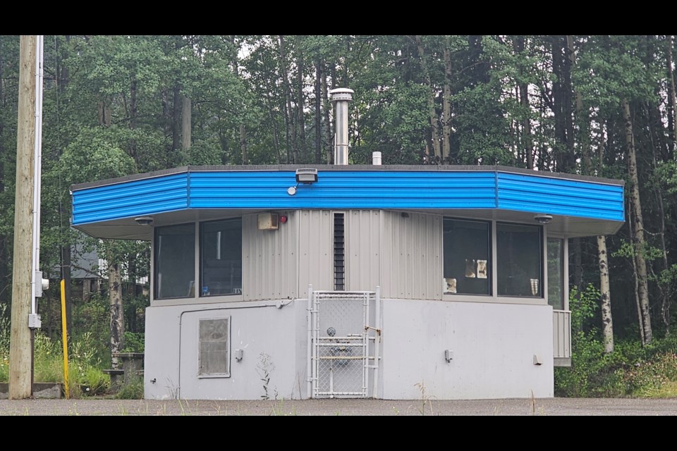 The Hart weigh scales station is seen on Monday, July 21, 2025 in Prince George, BC. Signs of a fire there two nights before are not visible.