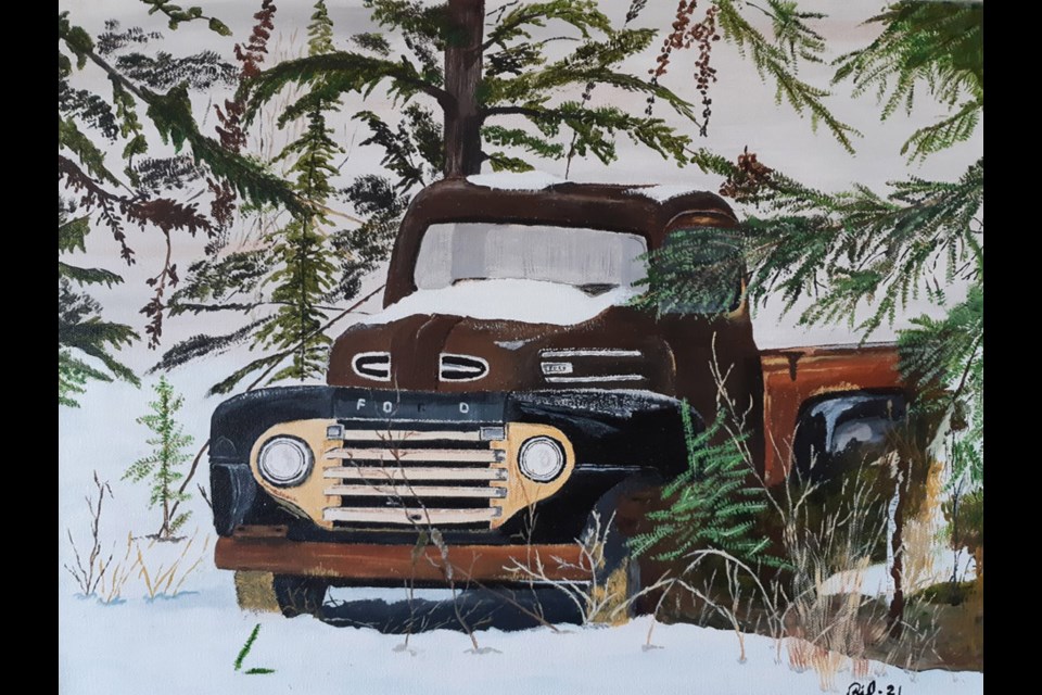 Local artist Rick Mintz has created his third calendar called Past Glory as a fundraiser for BC Children's Hospital. This '48 Ford is Mintz's favourite piece in the calendar.