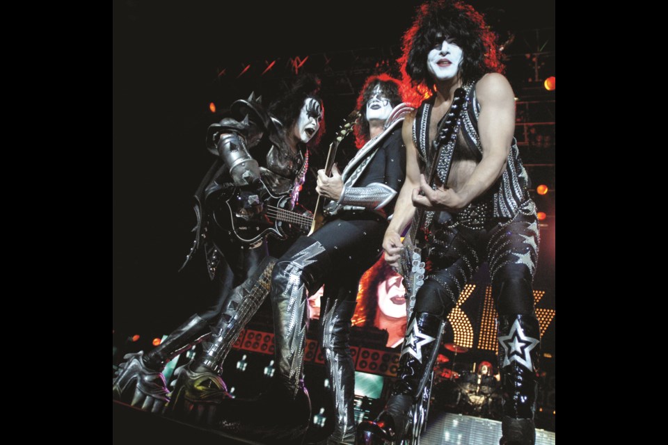 KISS at CN Centre left to right Gene Simmons, Tommy Thayer, Paul Stanley and on drums Eric Singer play to a crowd of more than 5,000 fans at CN Centre on June 29, 2011.