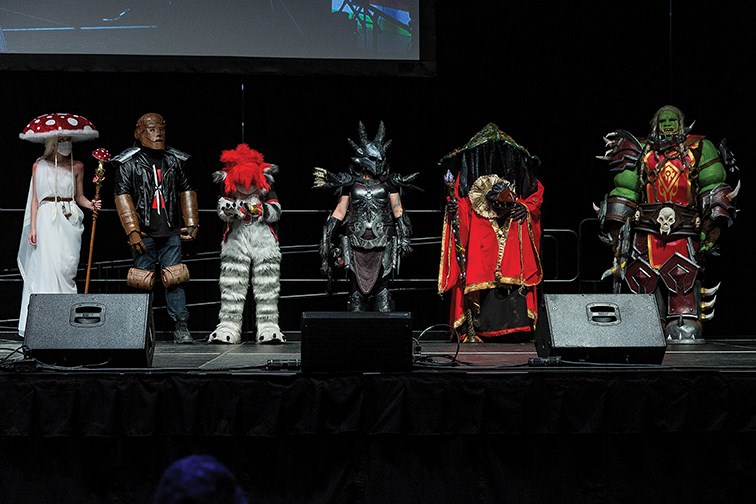 The winning cosplayers take to the stage at CN Centre on Saturday evening in Northern FanCon's Cosplay Contest. There were winners and runner-ups in Novice, Journeyman, and Masters divisions.