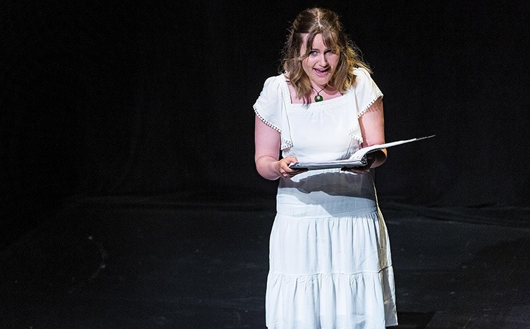 Citizen Photo by James Doyle/Local Journalism Initiative. Sofie McCarthy performs on stage at Theatre NorthWest on Friday evening during a stage reading of Kate Hennig's The Last Wife.