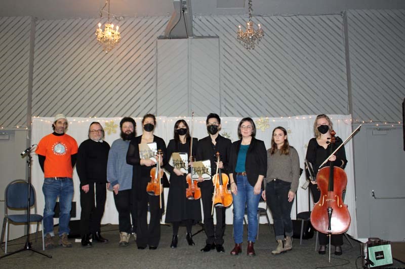Members of the Prince George Jewish Community with the PGSO quartet who performed Different Trains. 