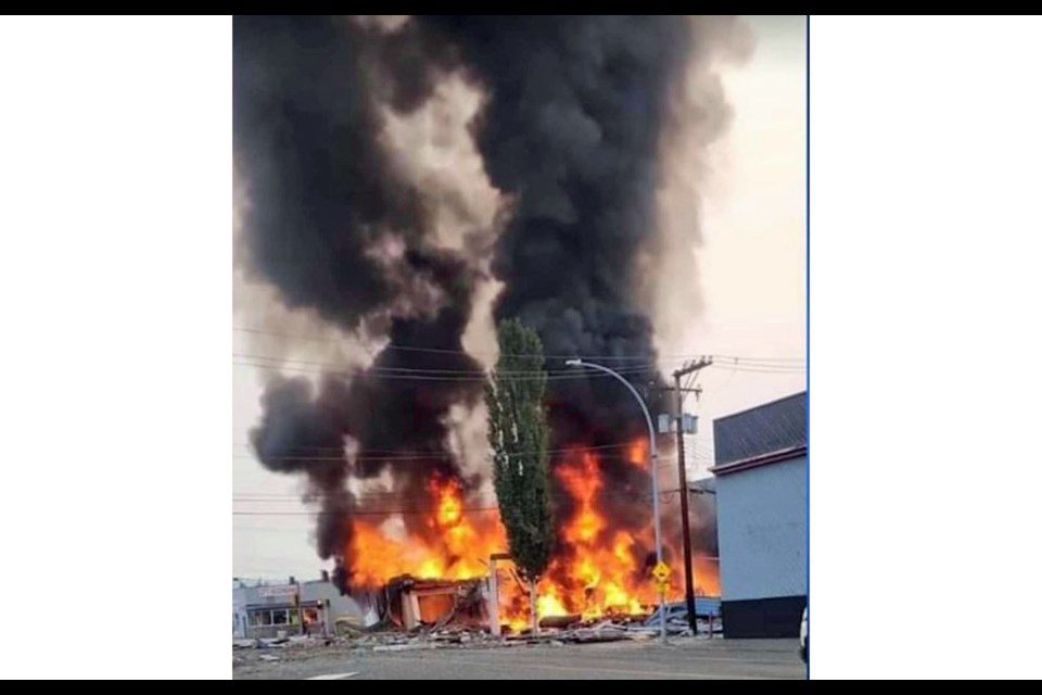 An explosion and fire hit downtown Prince George at about 7 a.m. on Aug. 22, 2023.