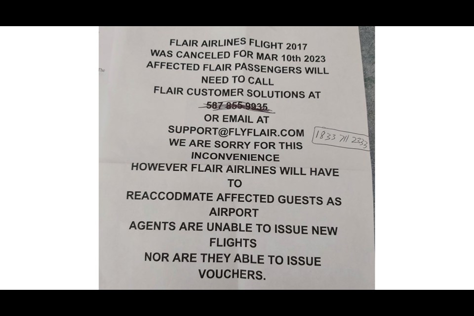 Flair Airlines left Prince George residents in the cold when they cancelled their Friday flight to Tuscon, Arizona with no notice.