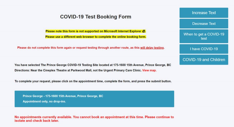 No COVID tests available