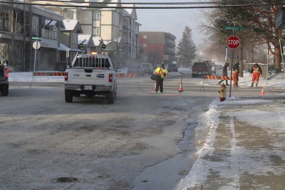 City crews were working to repair a watermain break on Sixth Avenue near the intersection of Vancouver Street on Wednesday morning.