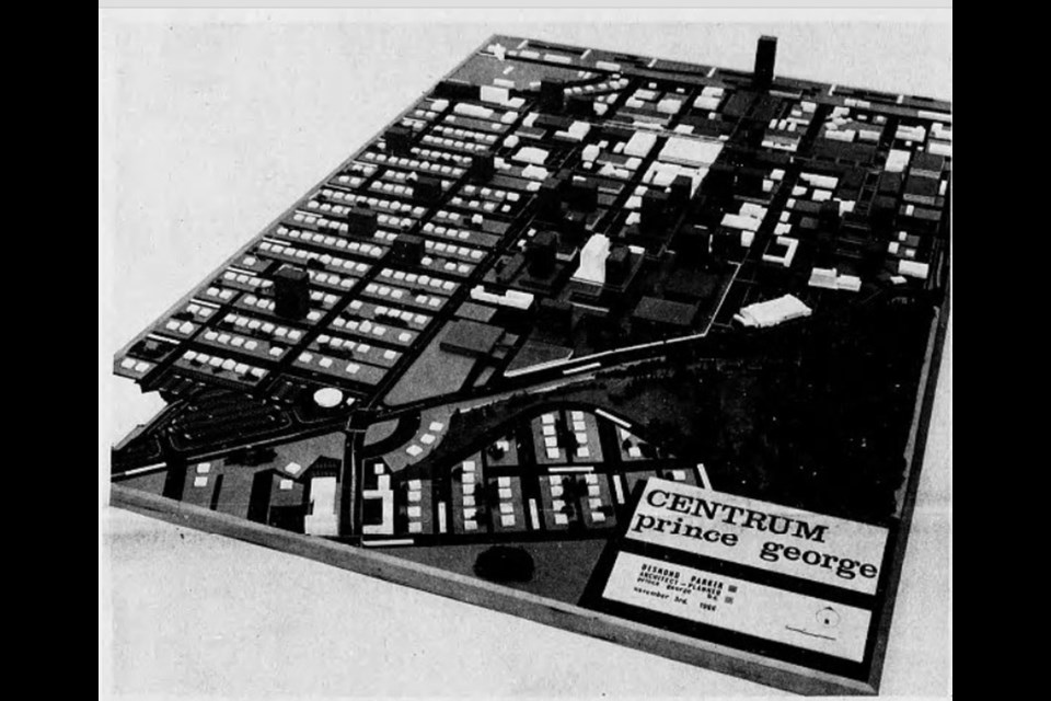 This photo from 1967 shows the Centrum plan, including a monorail connecting Parkwood Mall to downtown.