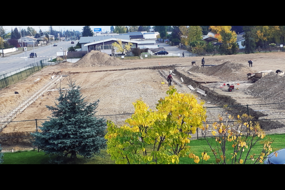 Construction workers begin to lay down the foundation of a new 21,170 square-foot office building, now under construction along Fifth Avenue at 700 Kinsmen Place. The building is expected to serve as the Prince George headquarters of a company with 80 employees.