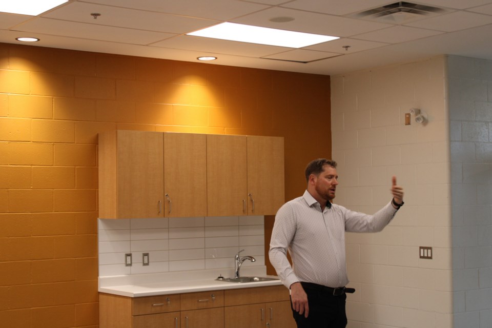 City aquatics manager Jim Worthington speaks during a tour of the multi-purpose rooms at the Canfor Leisure Pool on Oct. 19.