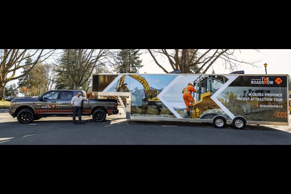 This is the trailer that will be touring the province for three years to allow the public to participate in hands-on virtual demonstrations of what it's like to operate a snowplow, bulldozer, excavator or loader. The BC Road Builders & Heavy Equipment RoadShow will be in Prince George Thursday-Saturday.
