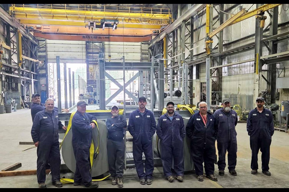 Some of the many employees of Northern Steel who worked for the Prince George industrial fabricator over the past 47 years get together in the shop at 9588 Milwaukee Way. Northern Steel closed permanently on May 30, 2025.