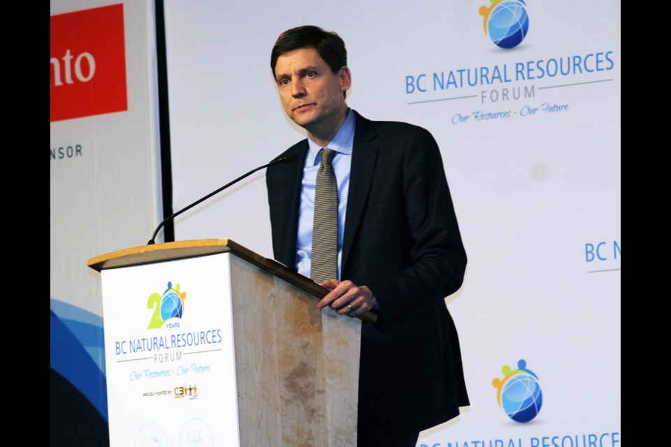 BC Premier David Eby spoke Tuesday night at the BC Natural Resources Forum at the Prince George Civic and Conference Centre.