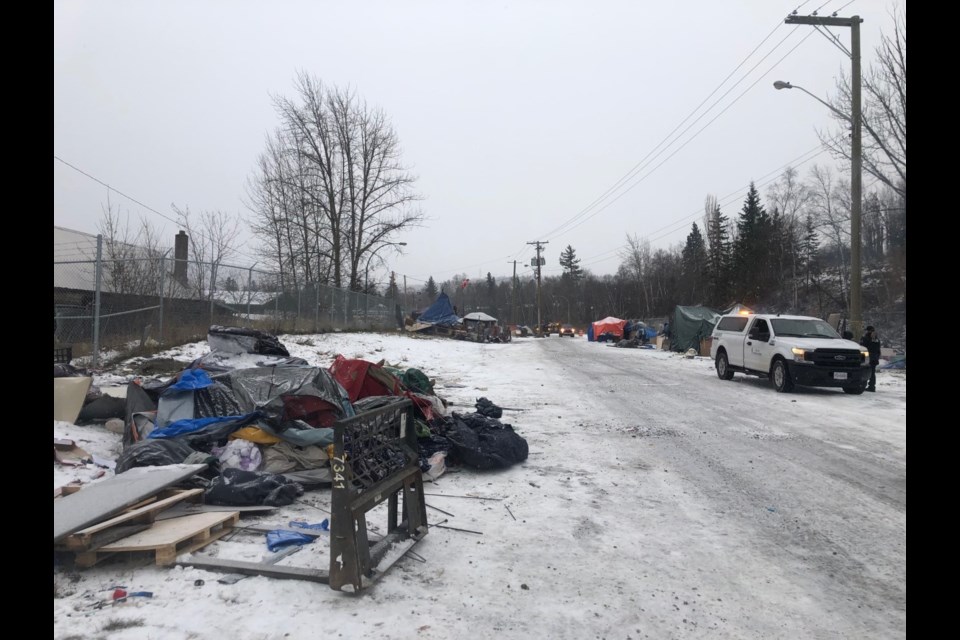 The Lower Patricia encampment, called Moccasin Flats by residents, is seen on Nov. 17, 2021 when city crews began clearing out items.