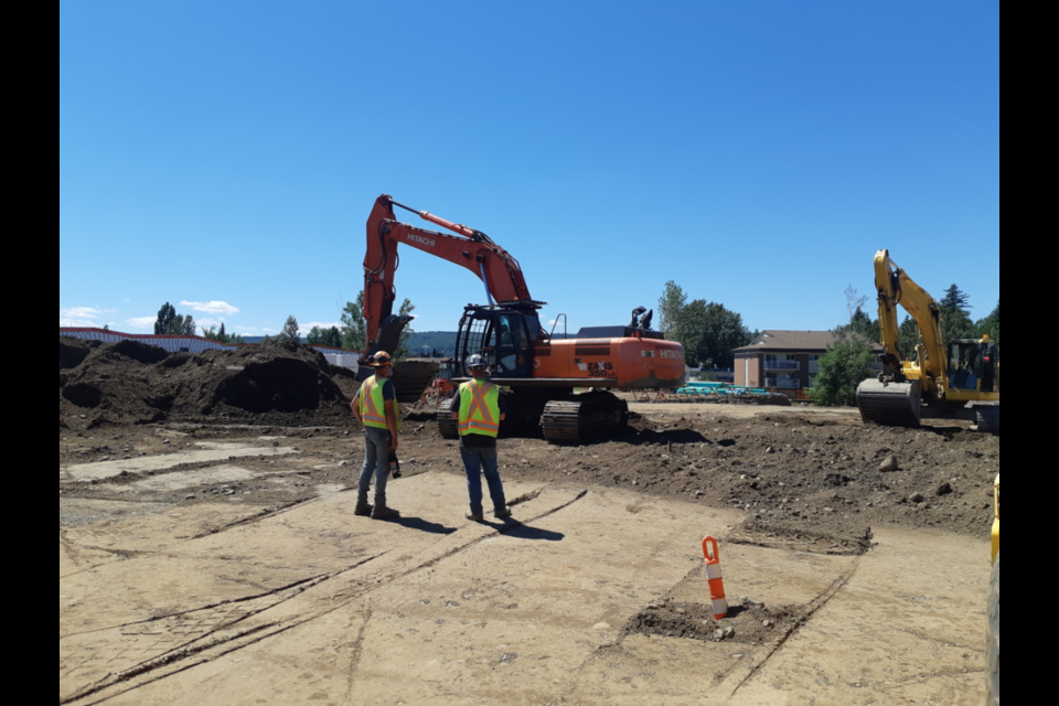 A crew from IDL Construction breaks ground on the new day care centre being built by the Aboriginal Housing Society of Prince George at 1919 - 17th Ave.