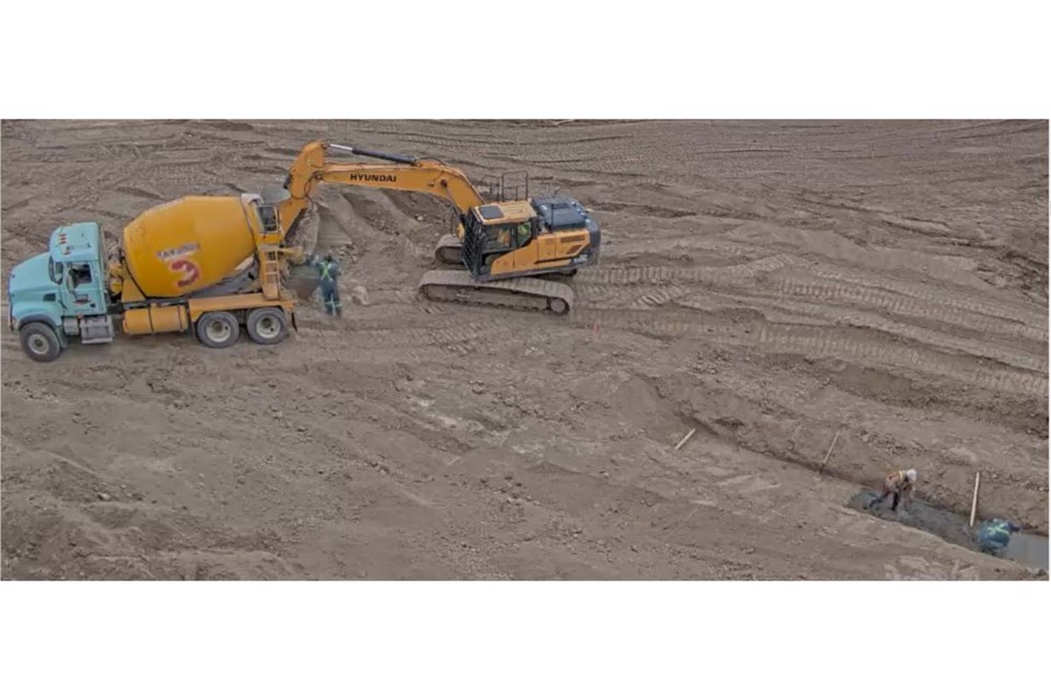 The HUB Collection provided this image of concrete being poured at 4500 Ospika Blvd. to the City of Prince George on April 26, 2022.