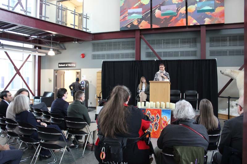 Lheidli T'enneh Elder Darlene McIntosh opened the memorial with a prayer. 