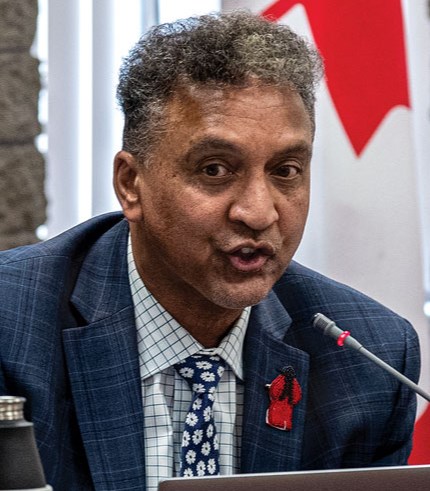 School District 57 superintendent Jameel Aziz addresses the board of education panel at the May 27, 2025 budget meeting. Aziz has begun his third year at the helm of the Prince George district.
