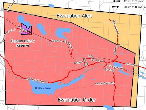 evacuation order - Bulkley Lake wildfire