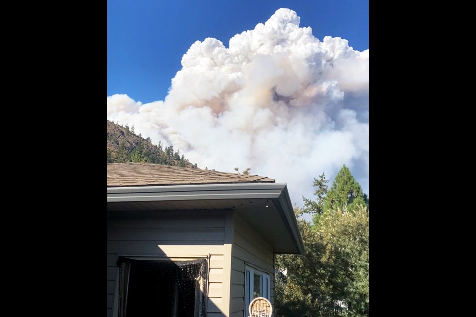 Former Prince George resident Pauline Morrison took this photo of the approaching McDougall Creek wildfire from her home in West Kelowna.