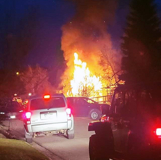 Fire destroyed a fifth-wheel travel trailer parked near Central Street East on Saturday night.