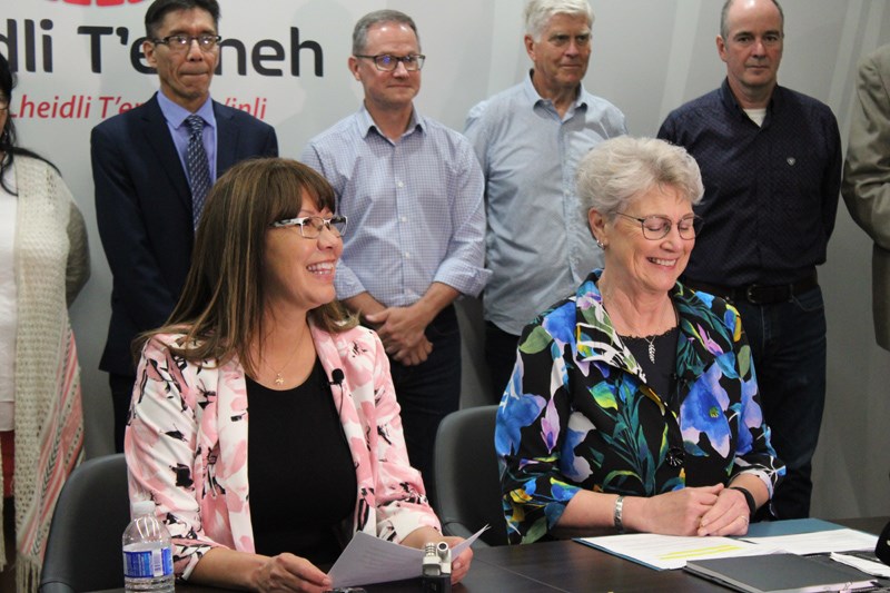 Chief Dolleen Logan and Minister of Forests Katrine Conroy announce the new agreement. 