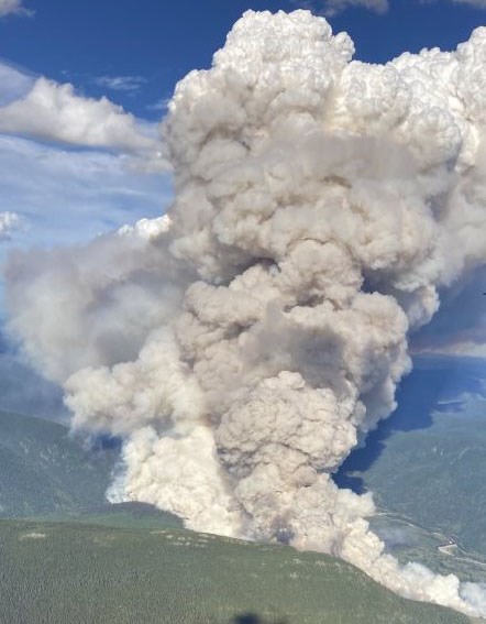 A wildfire burns in the Pine Pass between Chetwynd and Mackenzie.