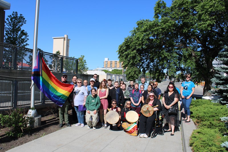 The crowd gathered to watch the Pride flag raising on June 1 to mark the start of Pride 2023. 