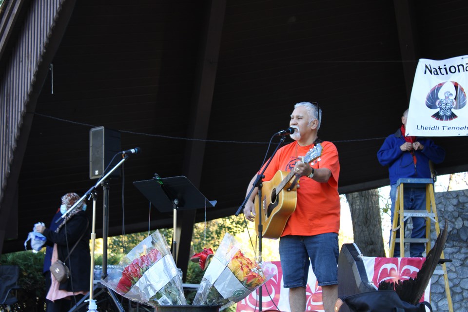 Ivan Paquette plays a song at the beginning of the event to honour National Truth and Reconcilliation Day. 