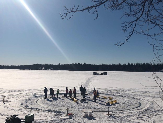 This is the floating ice carousel carved out the ice at Ness Lake Bible Camp for Family Day activities last year. The ice carousel is back for Monday's free event.