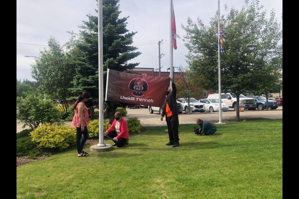 The Regional District of Fraser-Fort George has lowerd a Lheidli T'enneh Flag in honour of the 215 children found buried at Kamloops Residential School. 