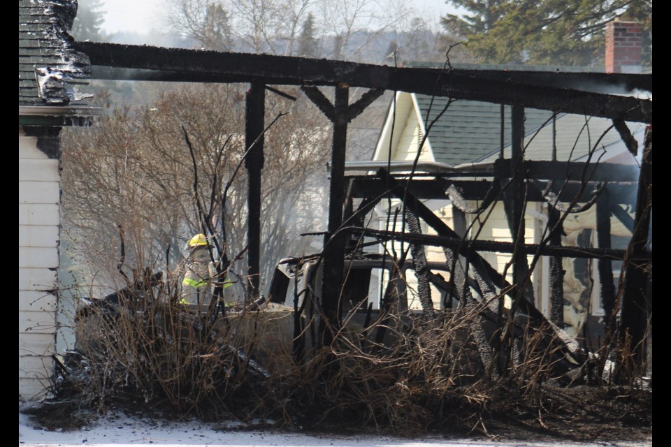 Wreckage from a fire that struck a 1700 block Redwood Street home on Saturday afternoon.