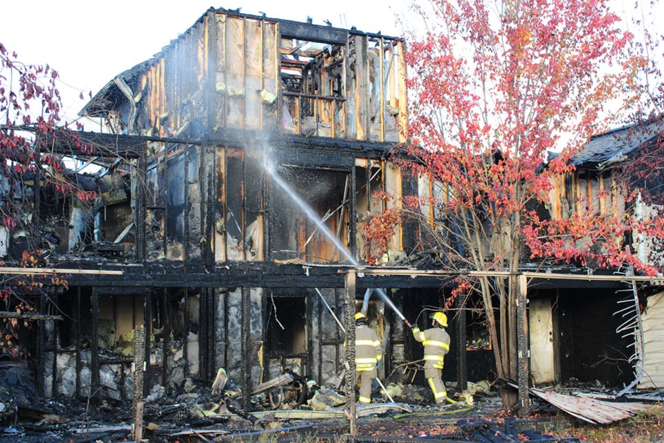 The blaze that destroyed a multi-unit residence the morning of Oct. 15 is still under investigation. Damage estimated at $600,000.