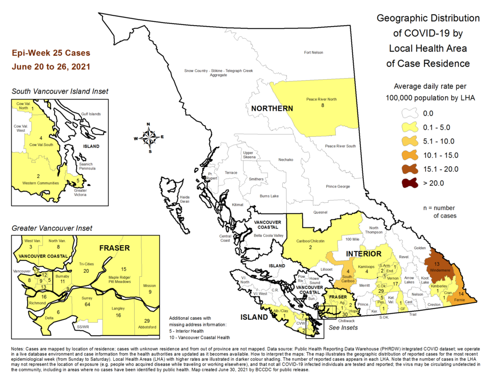 COVID cases map June 20-26, 2021