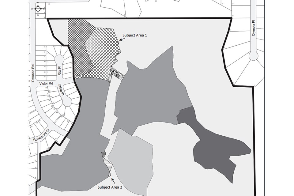 The area of a proposed, multi-phase subdivision including a mix of single-family houses and duplexes is seen.