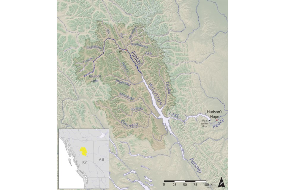 This map shows the Finlay River watershed.