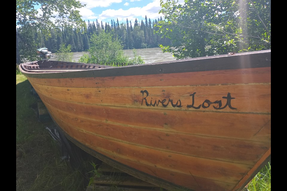 This is the flat-bottomed riverboat made right from chopping down the trees to completion by Bernard McKay whose family donated the boat to Huble Homestead.