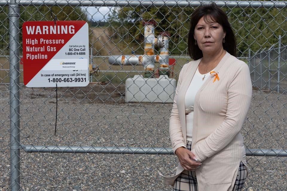 Lheidli T'enneh Chief Dolleen Logan on a tour of the explosion site. 