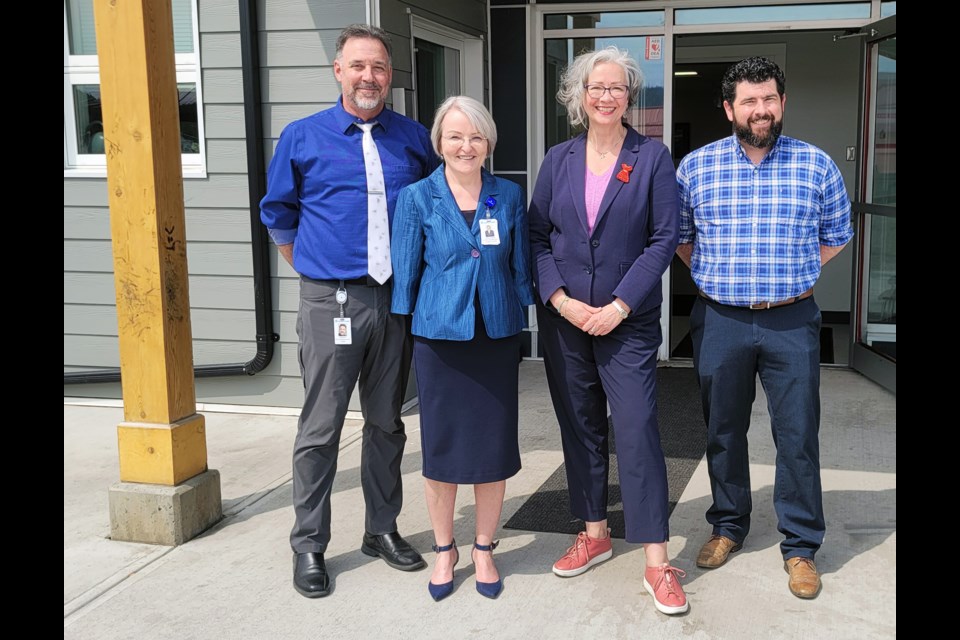 The province announced Friday it has opened a 10-bed complex-care housing project at the Connective Supportive Housing complex in downtown Prince George. On hand for the tour of the facility were, from left, Shane DeMeyer, Northern Health's director of specialized services; Penny Anguish, Northern Interior Health's chief operating officer; Jennifer Whiteside, Minister of Mental Health and Addictions; and Chris Kinch, Connective's director of northern and provincial initiatives.