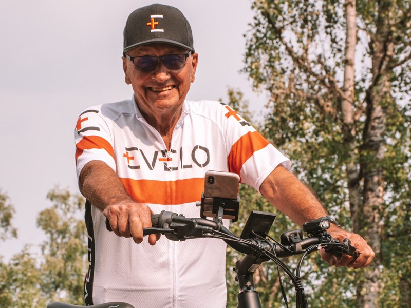 Robert Fletcher cycling on an ebike in northern B.C. on his “Octogenarian Odyssey” from Alaska to Panama. 