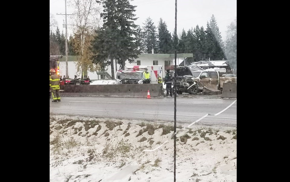 pickup collides with ambulance