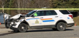 smashed-up-cop-car-on-hart-highway cropped