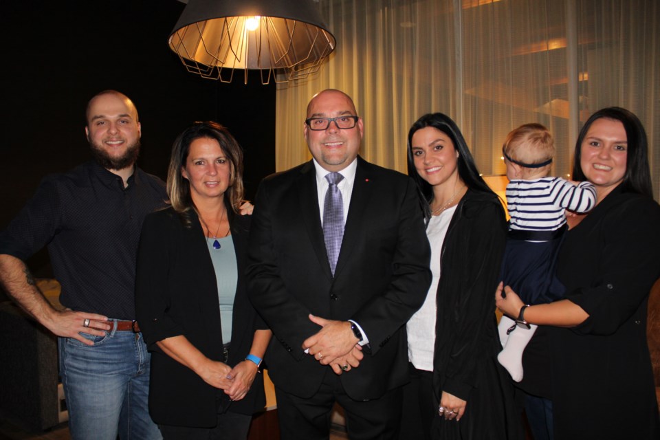 Todd Doherty with his family on election night at the Courtyard Marriot. 