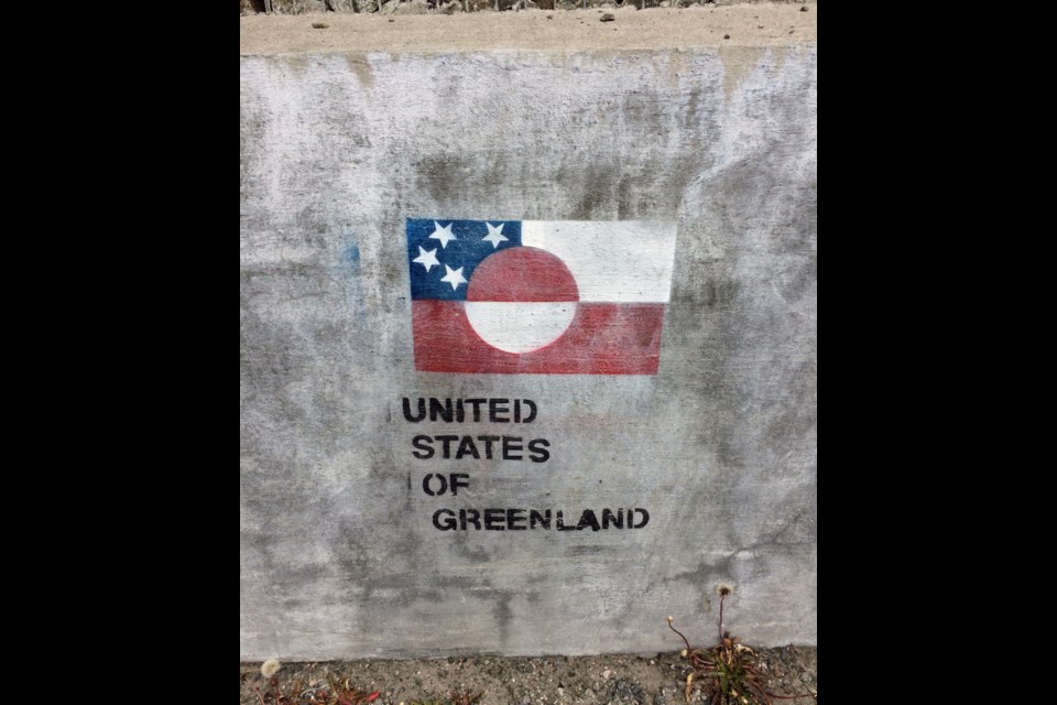 UNBC political science professor Gary WIlson was in Sisimuit, Greenland when he spotted this graffiti artwork painted on a wall in the town.