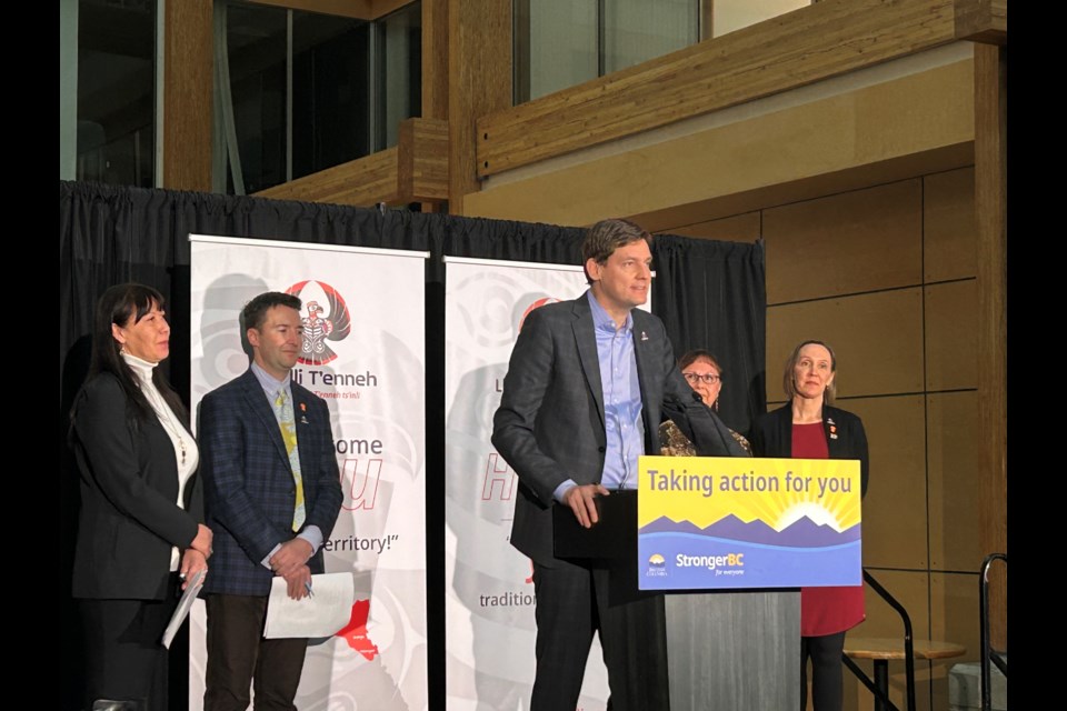 Premier David Eby made the annoucement alongside Lheidli T'enneh Chief Dolleen Logan at UNBC