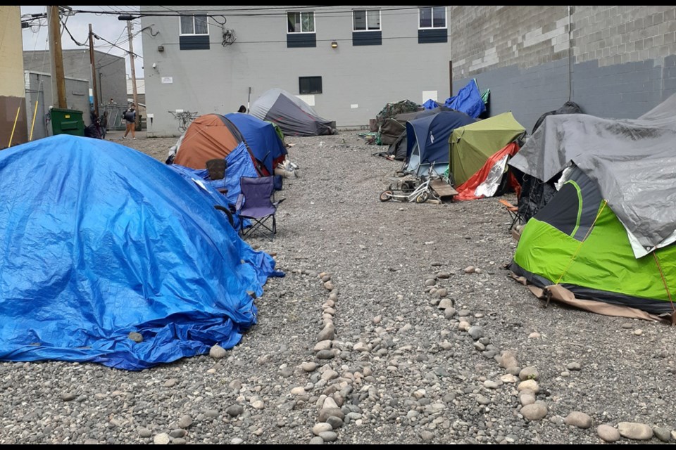 This is the temporary tent city at the empty lot on George Street across from the Courthouse.