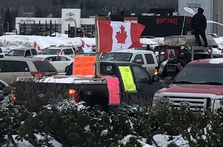 Freedom Convoy participants in Prince George on Saturday
