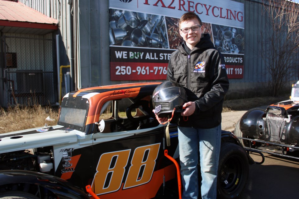 Thirteen-year-old Aiden Conn of Prince George is getting set for another season of racing Legends cars around oval tracks in B.C. and the United States. His second season starts April 22 in Monroe, Wash.